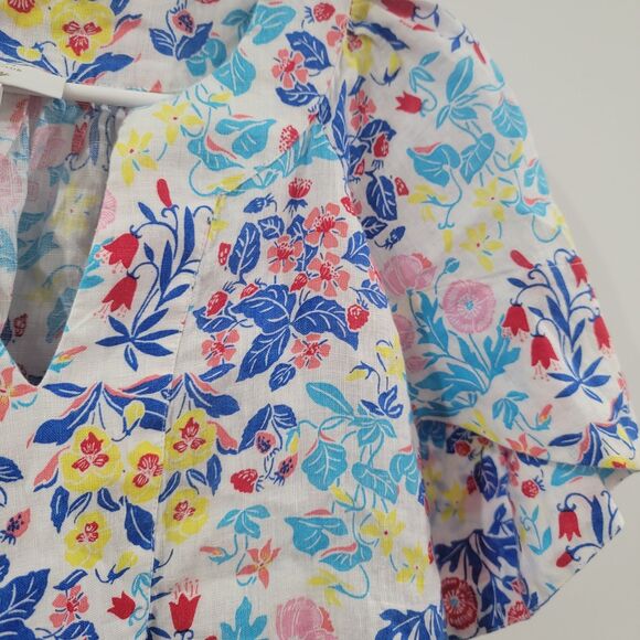 Charter Club Luxury Womens Linen Top Size Xs Floral Boho Colorful Beach Summer - Picture 3 of 6